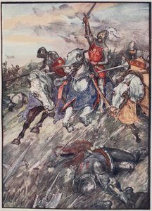「彼らは急死したマッドメンのように争いに駆り立てられた」、「フランスの物語」のプレート、メアリーマクレガー作、1920年（色付きのリソ） 作： William Rainey